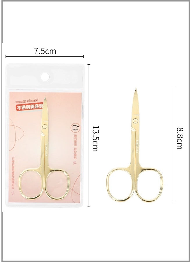 Stainless Steel Brow/Nose Hair Scissors with Type A Point Tips - 2.0mm Gold-Tone Type A (Blister Card Packaging) - Image 4
